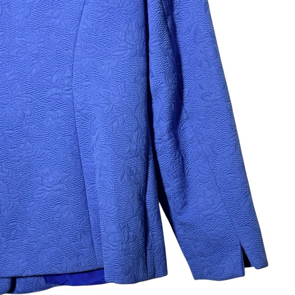 Nina McLemore Cornflower Blue Floral Embroidered Brocade Jacquard Jacket Blazer - Picture 7 of 9